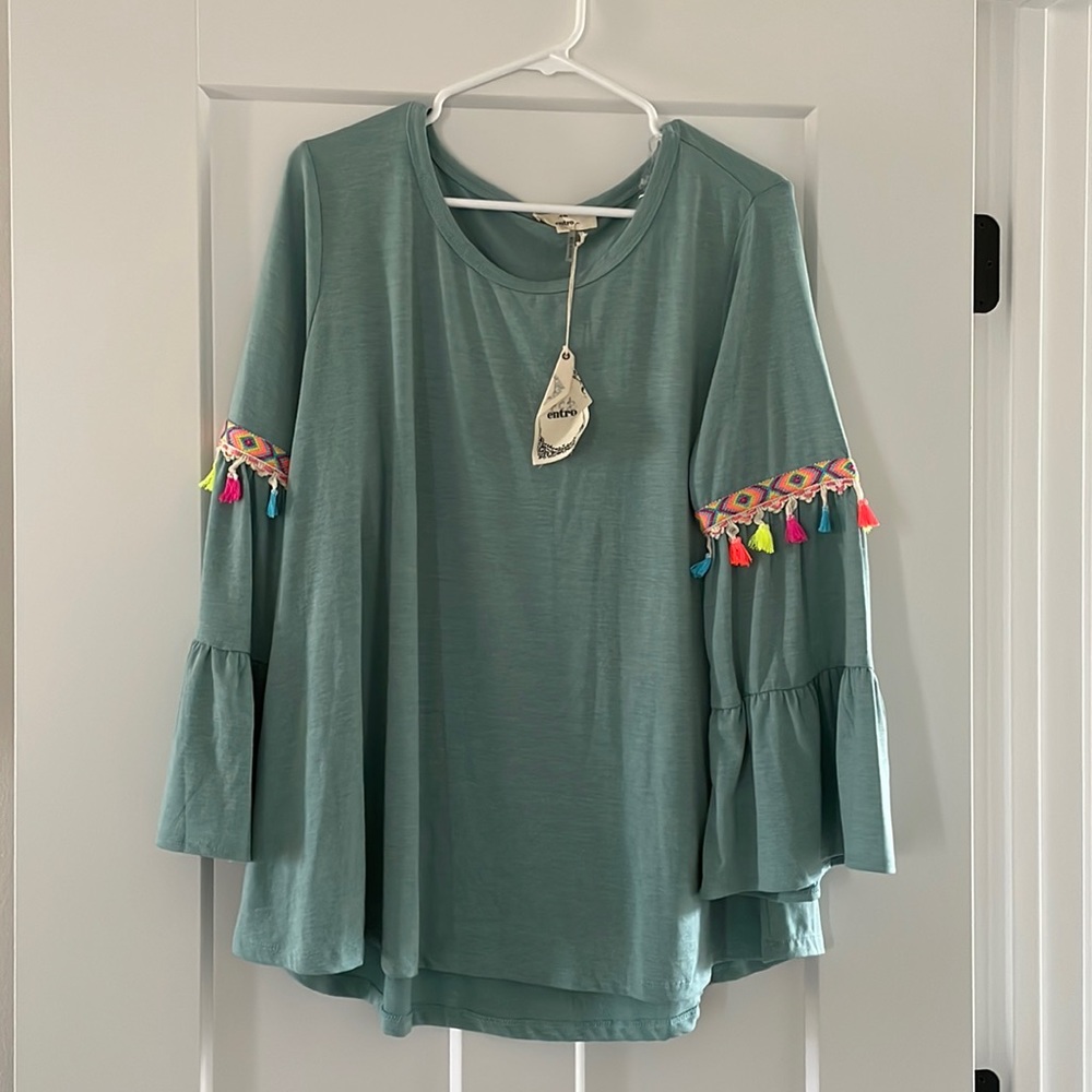 long sleeve tassle top